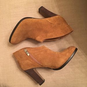 Brown Suede Heeled Booties